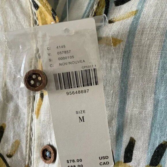 NWT Anthropologie X LouLou Avenue Buttondown Top Only Printed Shirt Size Medium - Picture 5 of 5